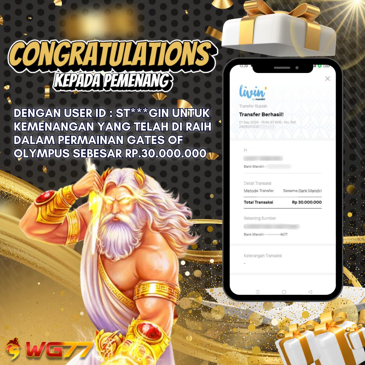 PETIR MENGELUARKAN X1000 CUMAN DI WG77